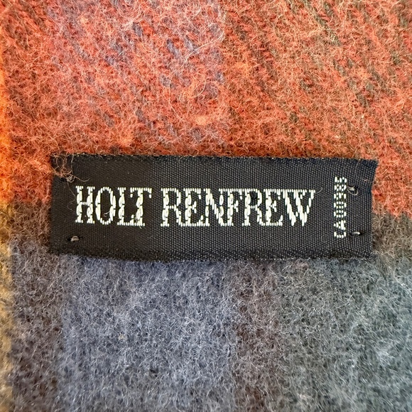 Holt Renfrew Wool Tartan Scarf 🇨🇦 – Multicolour Plaid Fringe - Picture 6 of 7